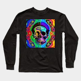 Vibrant Trippy Skull Art 60 Long Sleeve T-Shirt